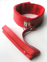 БДСМ-ошейник с поводком на мягкой подкладке - Notabu (Цвет: Красный, арт. BIOMLF-90093-3)